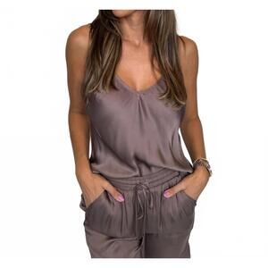 NEW RIVER + SKY satin cami in brown